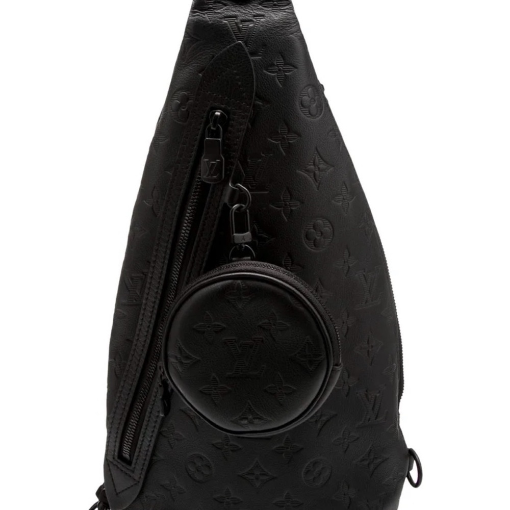 Louis Vuitton Black Monogram-Embossed Sling Bag with Detachable Coin Pouch